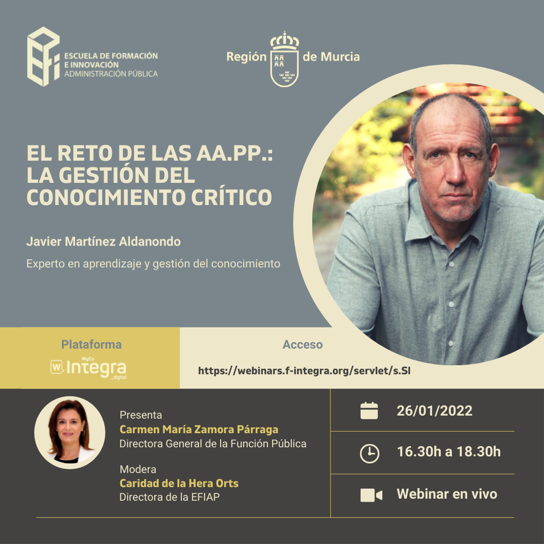 Webinar "El reto de las administraciones públicas: La gestión del conocimiento crítico" (26/01/2022)